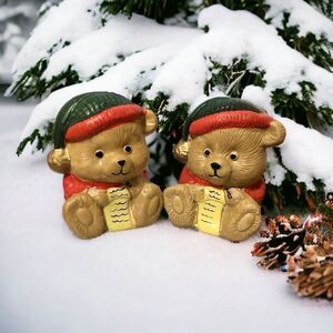 Vintage Teddy Bear Christmas Salt & Pepper Shakers